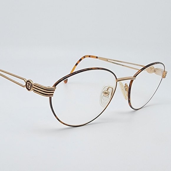 Fendi F43 Tortoise GEP Gold Electro Plated Eyeglasses Frame Italy 54-18-135